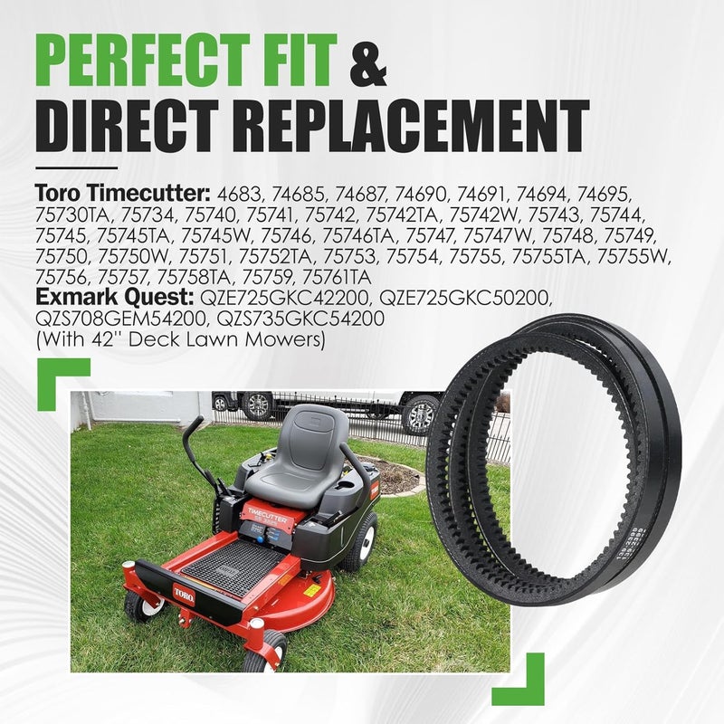 GEATaaT 139-2399 Traction Drive Cogged Belt Fit for Toro TimeCutter & Exmark Quest 74683 74685 74687 74690 74691QZE725GKC42200 QZE725GKC50200 Lawn Mowers - Image 3